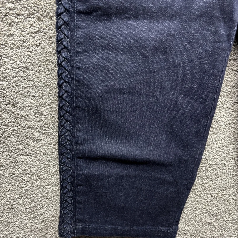 Judy Blue Wide Leg Denim Jeans Women's 11/30x25 Cropped Blue‎ Braided Sides NWOT